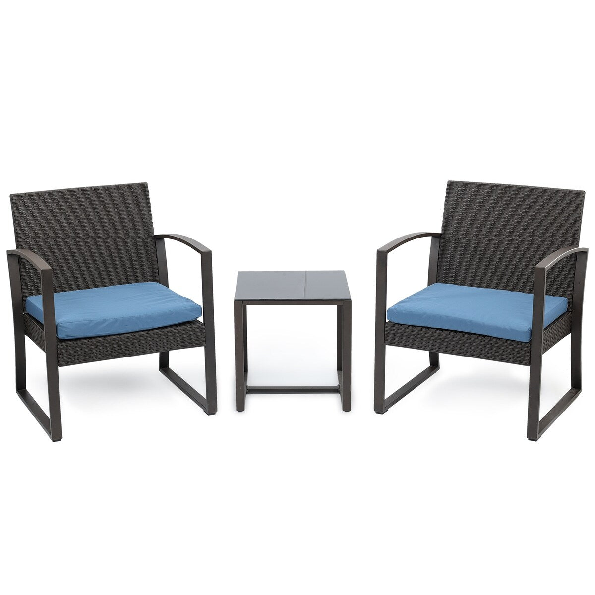 Aoodor 3-Piece Patio Furniture Set - Outdoor Rattan Wicker Chairs with Table, Sofa Set Including Cushions - N/A