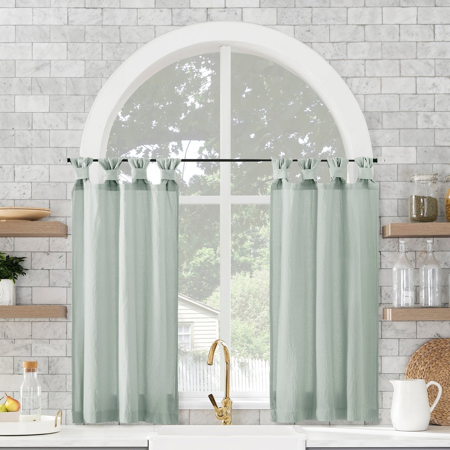 Archaeo Washed Cotton Twist Tab Cafe Curtain Pair