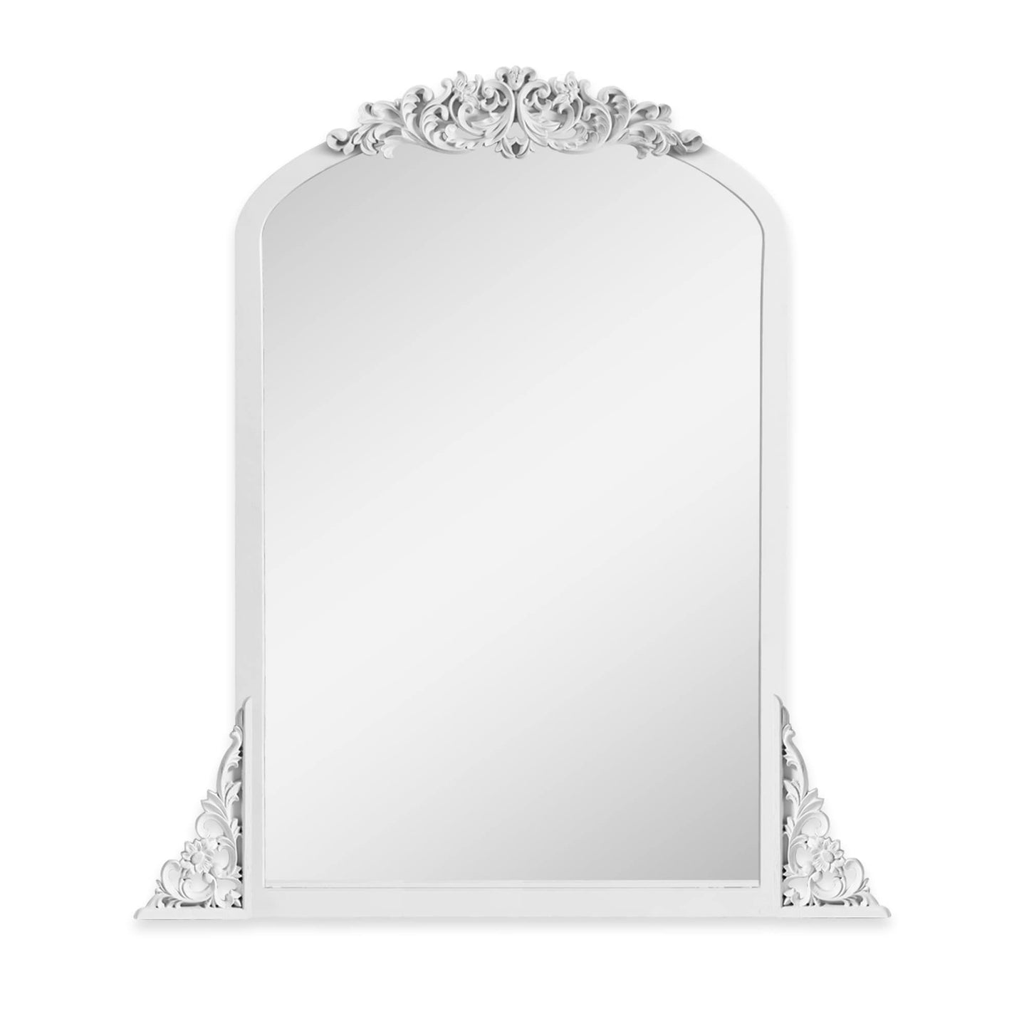 Arched Full-Length Solid Wood Carving Floor Mirror