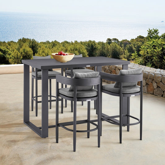 Argiope Grey Aluminum Outdoor 5-Piece Bar Height Dining Set