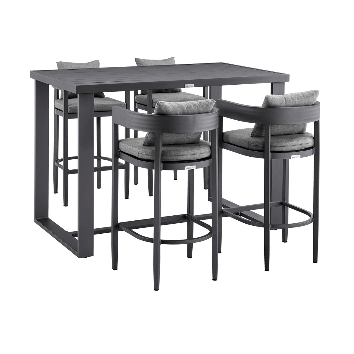 Argiope Grey Aluminum Outdoor 5-Piece Bar Height Dining Set