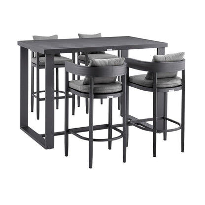 Argiope Grey Aluminum Outdoor 5-Piece Bar Height Dining Set
