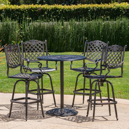 Arlana Outdoor 5-piece Aluminum Bar Set with Umbrella Hole by Christopher Knight Home - N/A