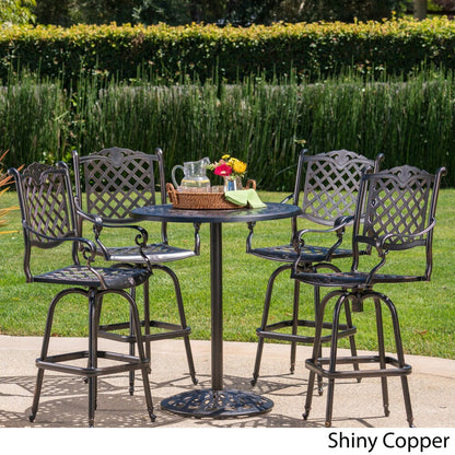 Arlana Outdoor 5-piece Aluminum Bar Set with Umbrella Hole by Christopher Knight Home - N/A