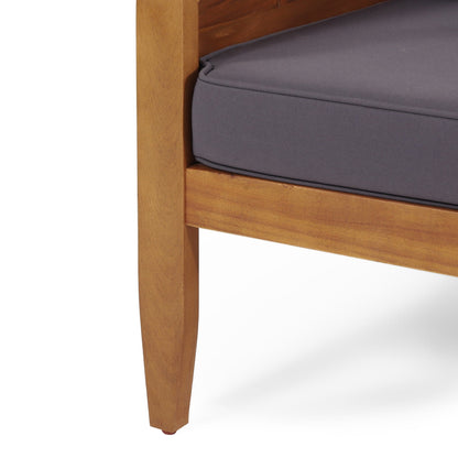 Aston Outdoor Mid-Century Modern Acacia Wood Sectional Chat Set by Christopher Knight Home