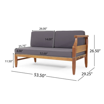 Aston Outdoor Mid-Century Modern Acacia Wood Sectional Chat Set by Christopher Knight Home