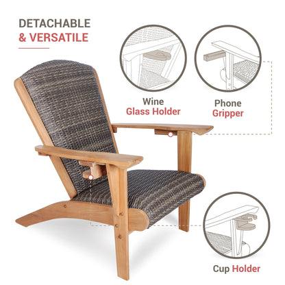 Cambridge Casual Auburn Set of 5 Upholstered Teak Outdoor Adirondack Chair Set