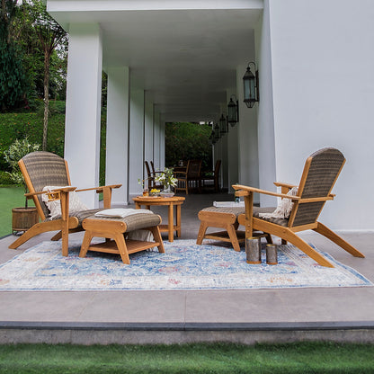 Cambridge Casual Auburn Set of 5 Upholstered Teak Outdoor Adirondack Chair Set