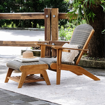 Cambridge Casual Auburn Set of 5 Upholstered Teak Outdoor Adirondack Chair Set