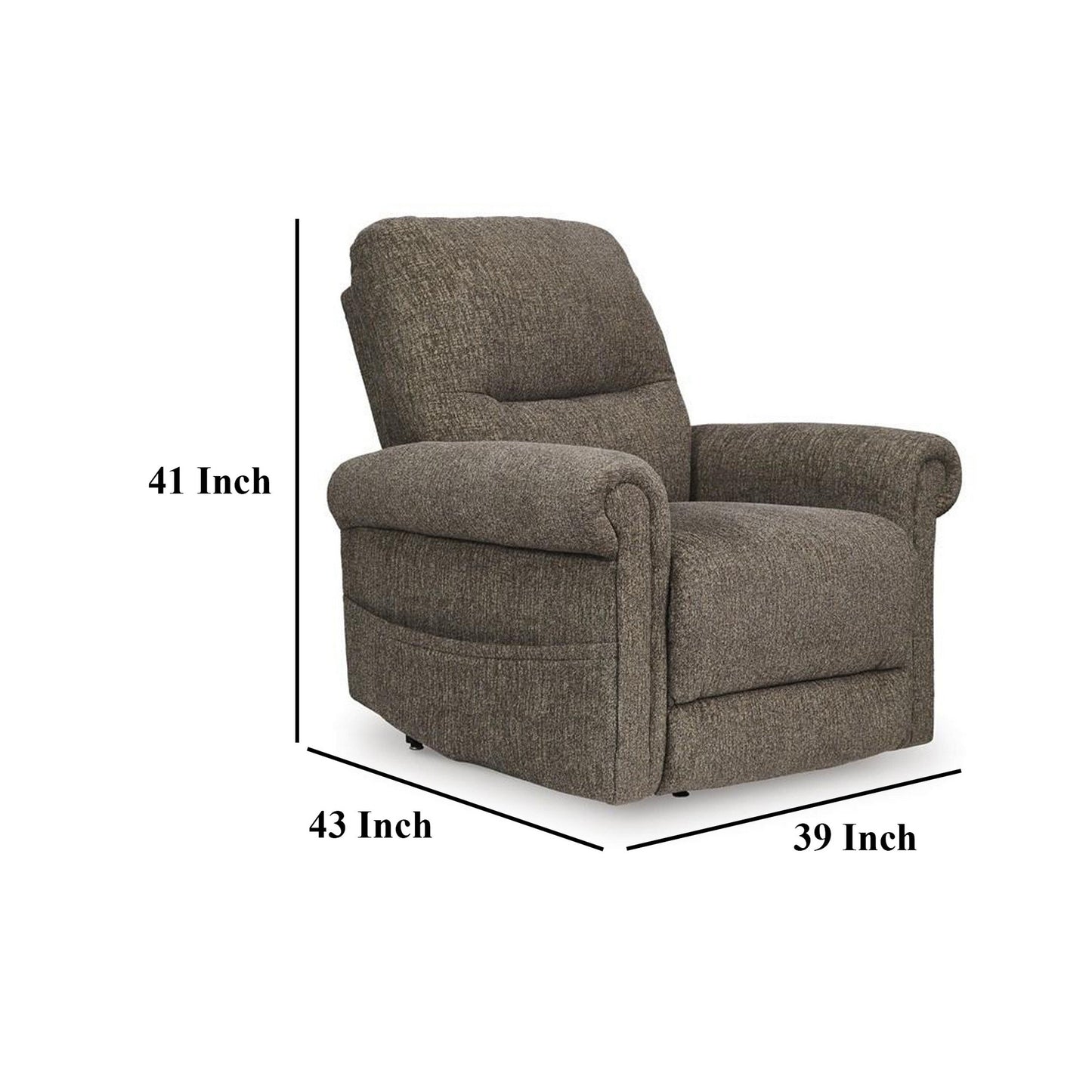 Auro Power Lift Recliner Chair, Heat Massage, Taupe Brown Polyester