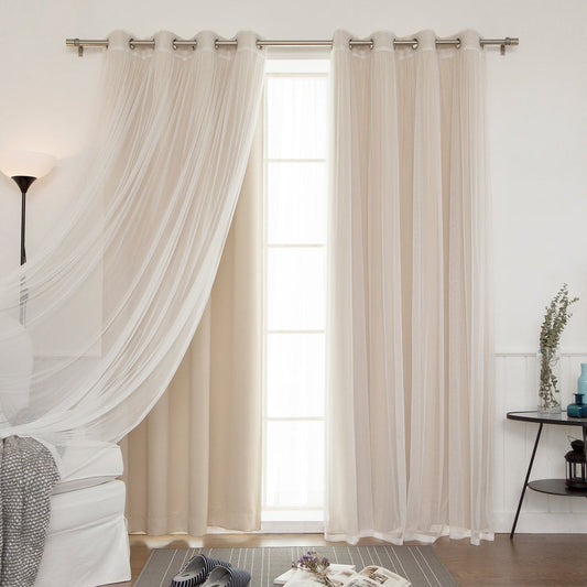 Aurora Home Mix and Match Blackout Sheer 4-piece Curtain Panel Set