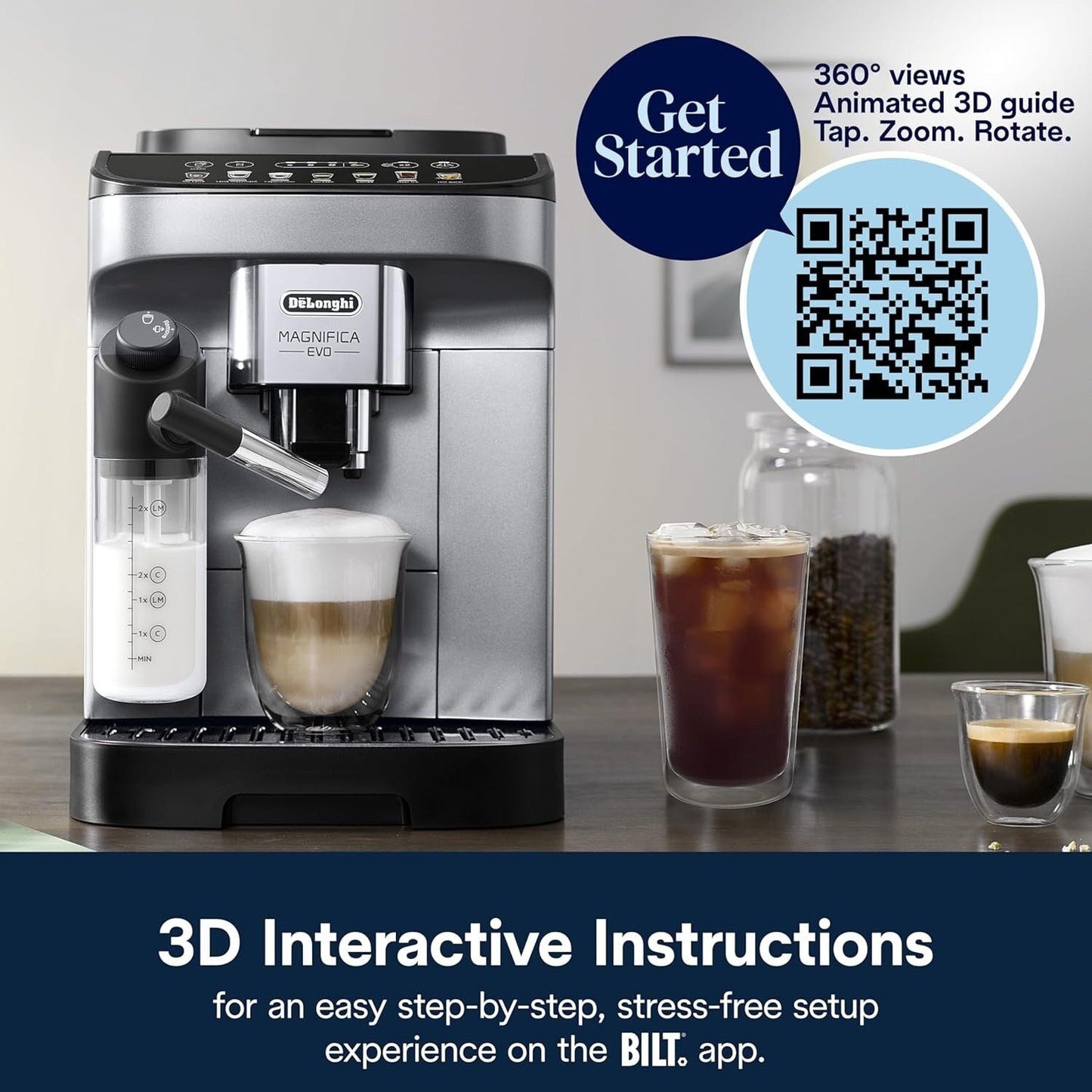 Automatic Espresso Machine with Auto Frother, Built-in Grinder, ECAM29084SB