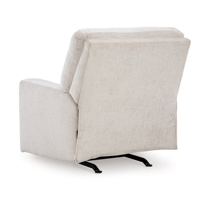 Avie Rocker Recliner Chair, Gentle Motion, White Ivory Polyester