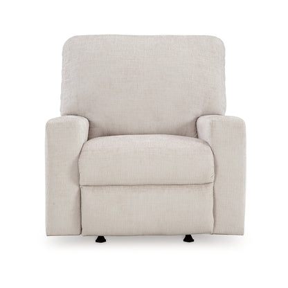 Avie Rocker Recliner Chair, Gentle Motion, White Ivory Polyester
