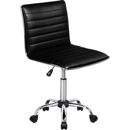 BOSSIN Adjustable Home Office Chair, Mid-Back Armless Ribbed Swivel Task Chair,Vanity Chair for Small Space, Livingroom Make-up