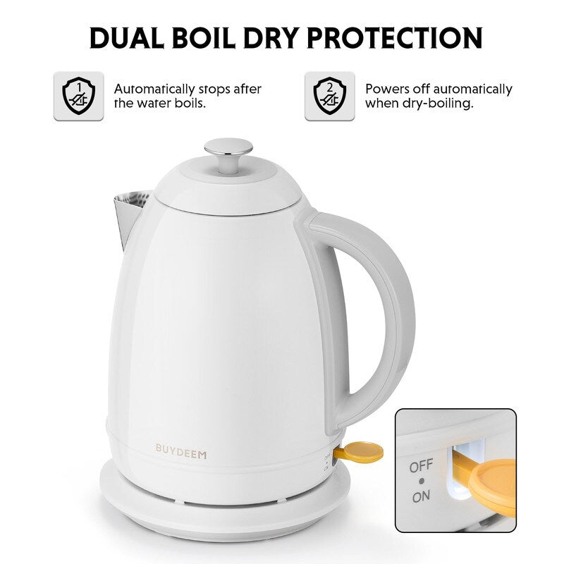 BUYDEEM 1.7L Stainless Steel Electric Tea Kettle with Auto Shut-Off and Boil Dry Protection