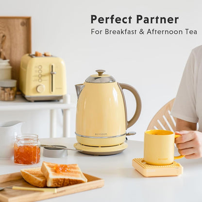 BUYDEEM 1.7L Stainless Steel Electric Tea Kettle with Auto Shut-Off and Boil Dry Protection