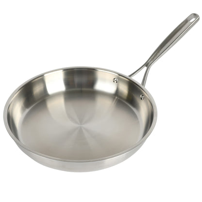 Babish 12 Inch Stainless Steel Triply Professional Grade Fry Pan w/ Stainless Lid