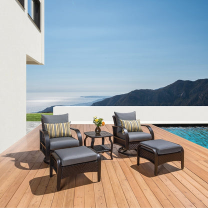 Barcelo 5 Piece Sunbrella Outdoor Patio Motion Club Chair & Ottoman Set