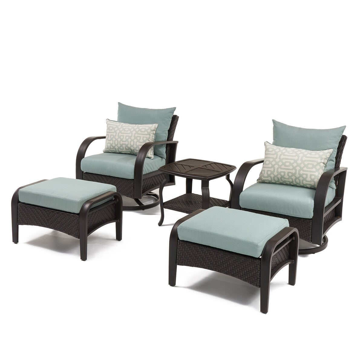Barcelo 5 Piece Sunbrella Outdoor Patio Motion Club Chair & Ottoman Set