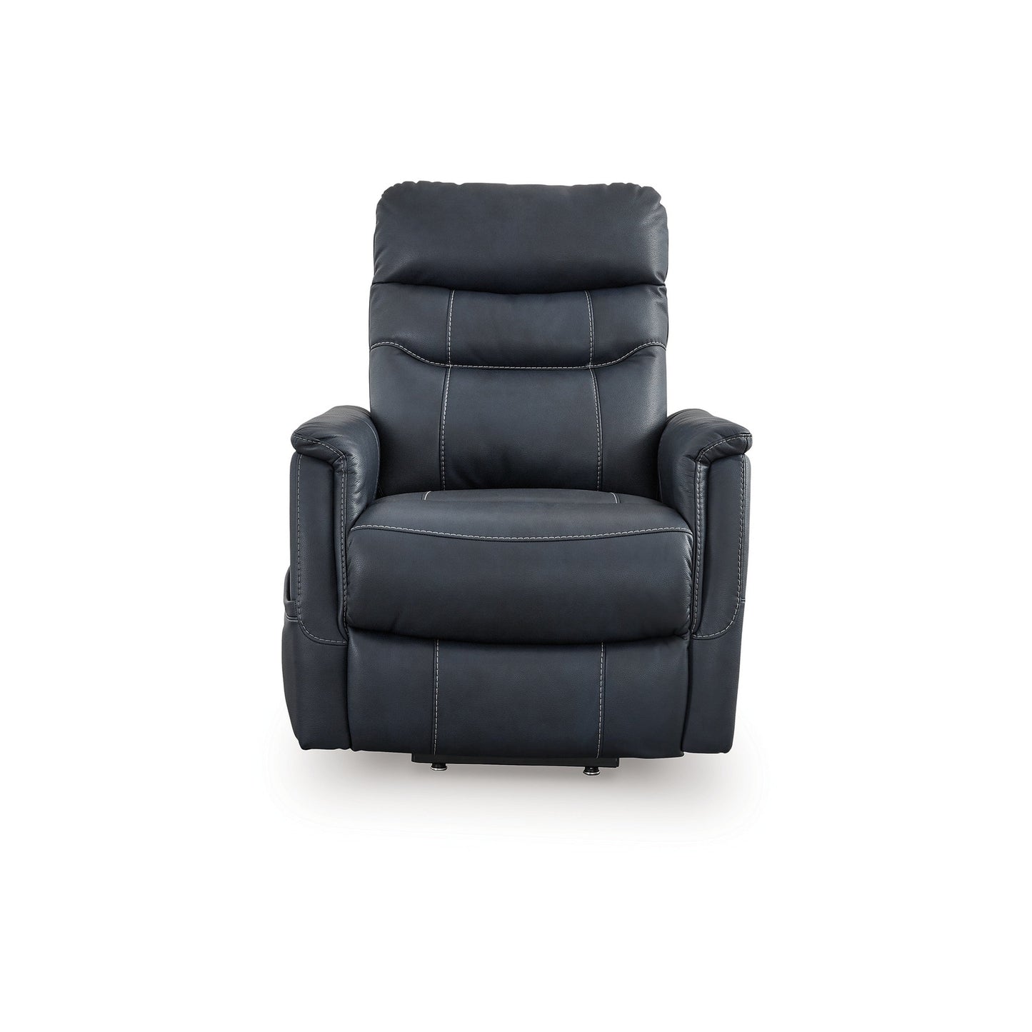 Barrett Power Lift Recliner Chair, Navy Blue Faux Leather, Pillow Back