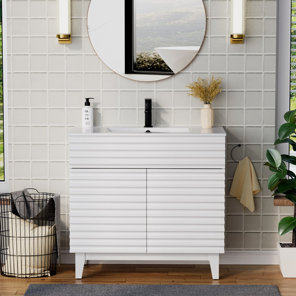 Bathroom Vanity Set W/Drop in Sink Faucet Cabinet Combo