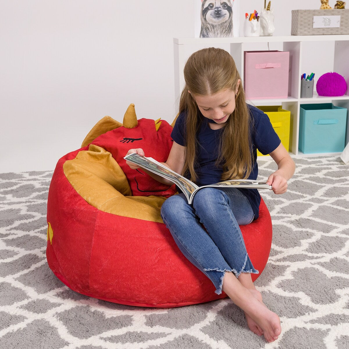 Bean Bag, Soft and Cozy Animal Bean Bag Chair - Child Proof Closure