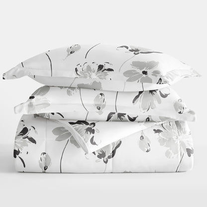 Becky Cameron Premium Magnolia Grey Patterned Comforter Set