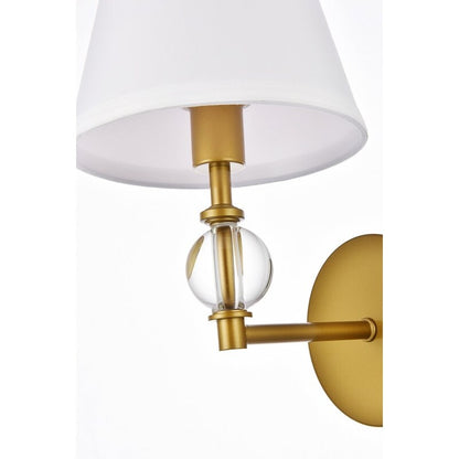 Bella 1 Light Bath Sconce with White Fabric Shade
