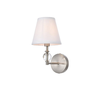 Bella 1 Light Bath Sconce with White Fabric Shade