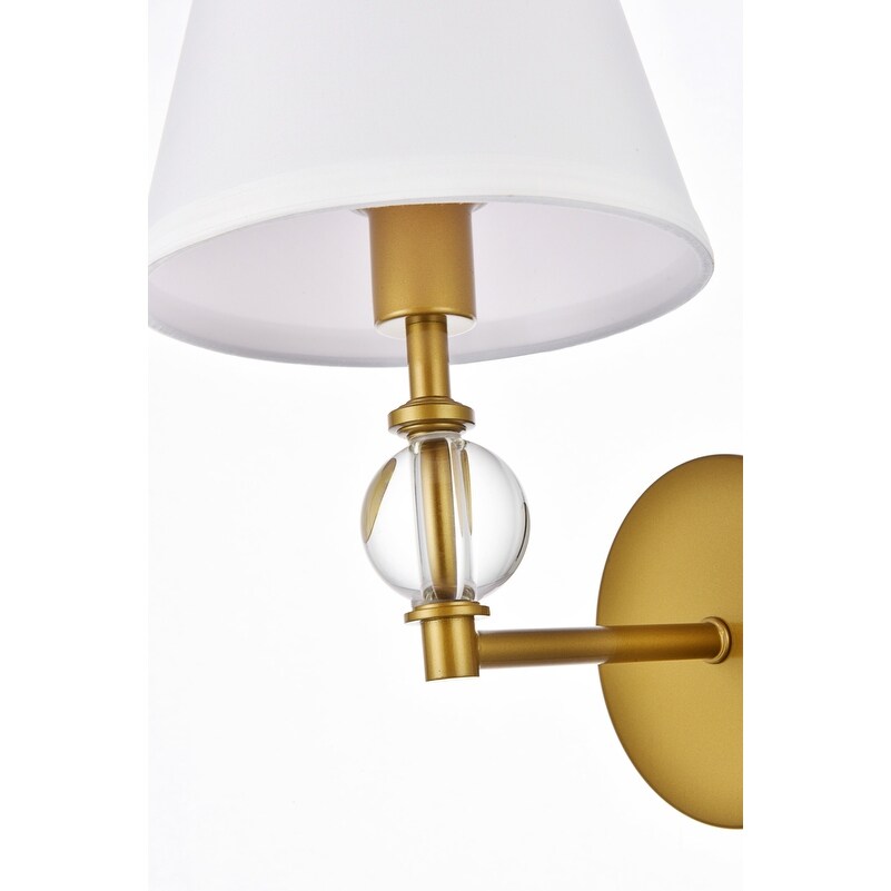 Bella 1 Light Bath Sconce with White Fabric Shade