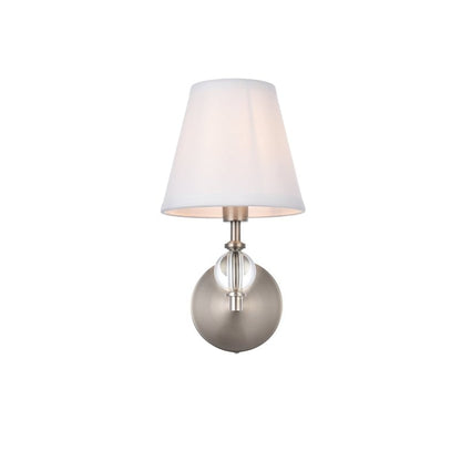 Bella 1 Light Bath Sconce with White Fabric Shade
