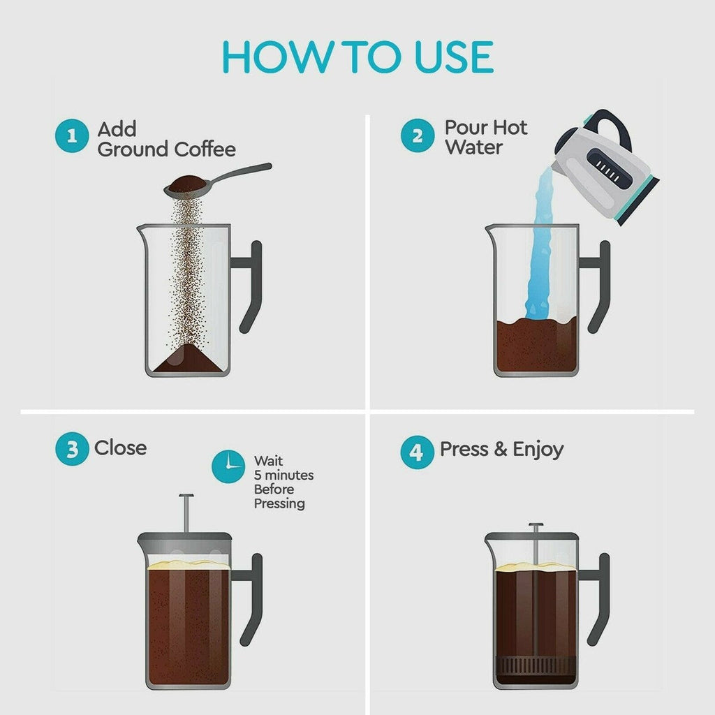 Belwares Stainless Steel Large French Press Coffee Maker 34oz