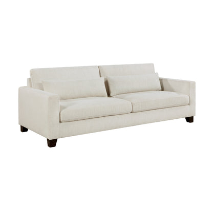 Bior Sofa, 2 Lumbar Pillows, Ivory Fabric, 89 Inch, Modern Design