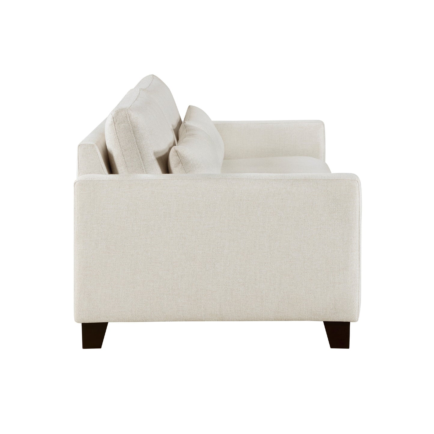 Bior Sofa, 2 Lumbar Pillows, Ivory Fabric, 89 Inch, Modern Design