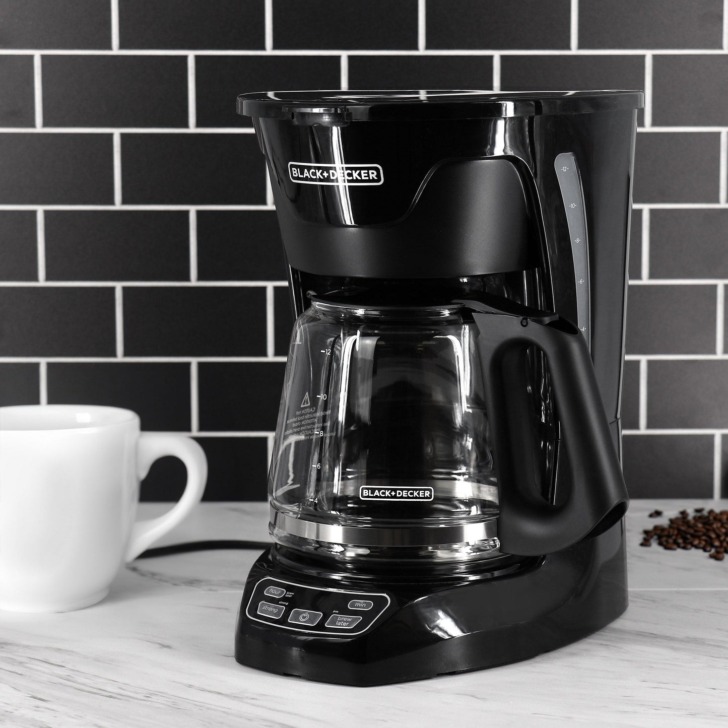 Black and Decker 12-Cup Programmable Coffee Maker with Vortex Technology in Black