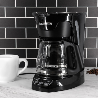 Black and Decker 12-Cup Programmable Coffee Maker with Vortex Technology in Black