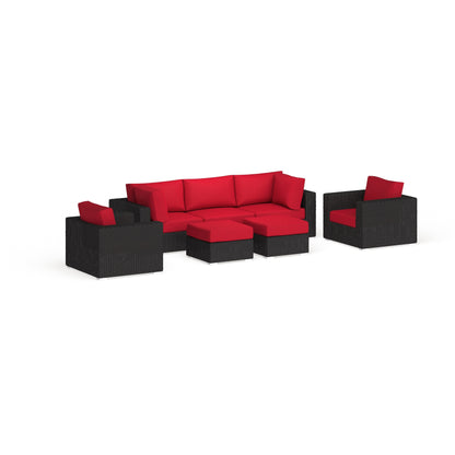 Bocabec Synthetic Rattan Outdoor Patio Sectional Set (7 Piece Set) by Havenside Home