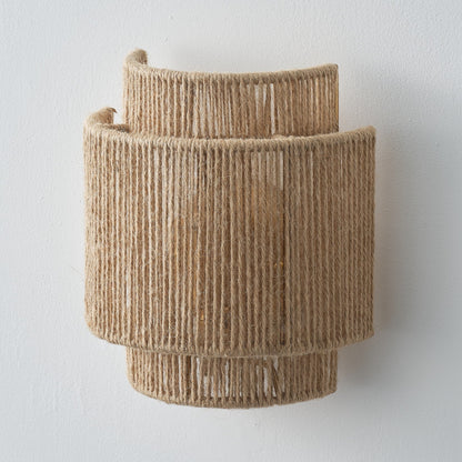 Bohemian Hand-Woven Hemp Rope 1-Light Dimmable Wall Sconce Fixture