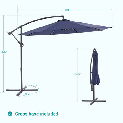 BONOSUKI 10ft Patio Offset Umbrella Outdoor Hanging Umbrella
