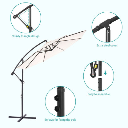 BONOSUKI 10ft Patio Offset Umbrella Outdoor Hanging Umbrella