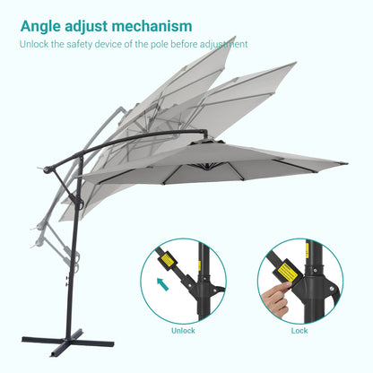 BONOSUKI 10ft Patio Offset Umbrella Outdoor Hanging Umbrella