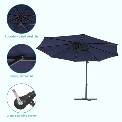BONOSUKI 10ft Patio Offset Umbrella Outdoor Hanging Umbrella