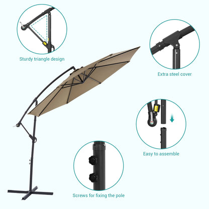 BONOSUKI 10ft Patio Offset Umbrella Outdoor Hanging Umbrella