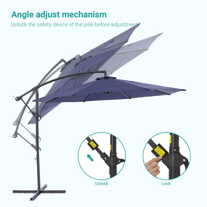 BONOSUKI 10ft Patio Offset Umbrella Outdoor Hanging Umbrella