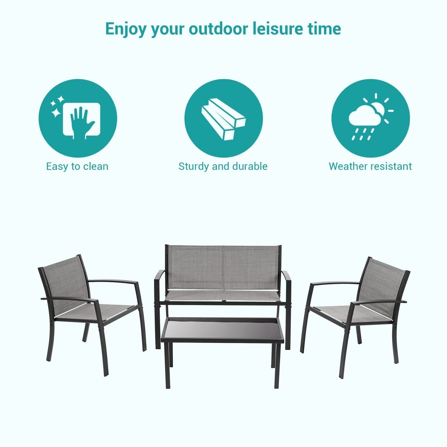 Bonosuki 4 Pieces Patio Furniture Sets Textilene Bistro Sets