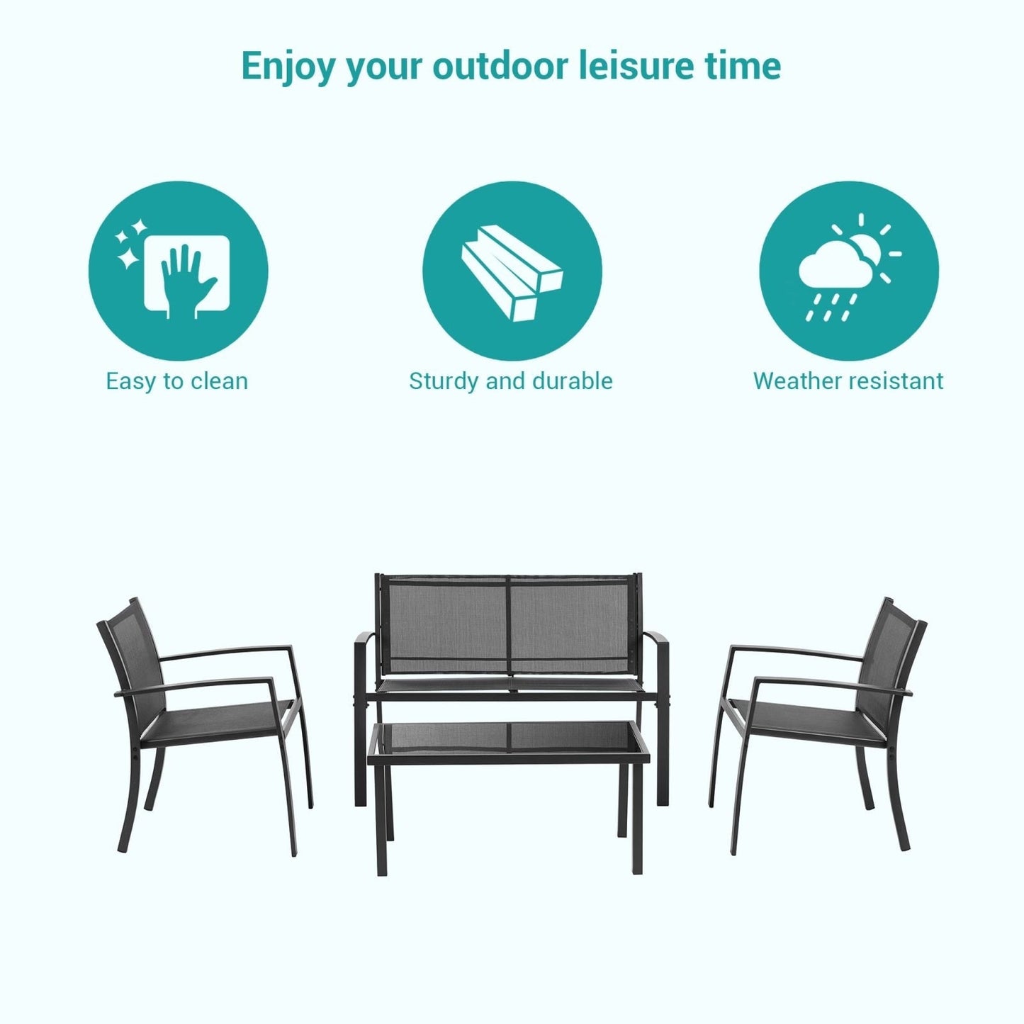 Bonosuki 4 Pieces Patio Furniture Sets Textilene Bistro Sets
