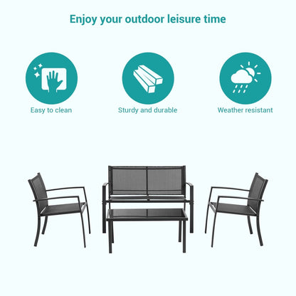 Bonosuki 4 Pieces Patio Furniture Sets Textilene Bistro Sets