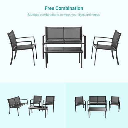 Bonosuki 4 Pieces Patio Furniture Sets Textilene Bistro Sets