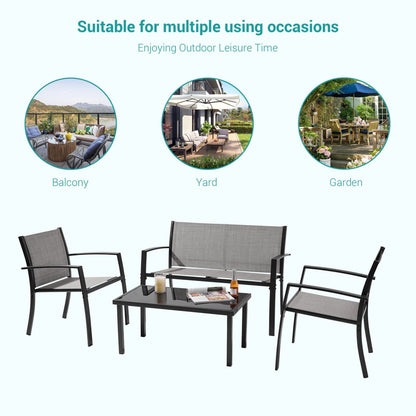 Bonosuki 4 Pieces Patio Furniture Sets Textilene Bistro Sets